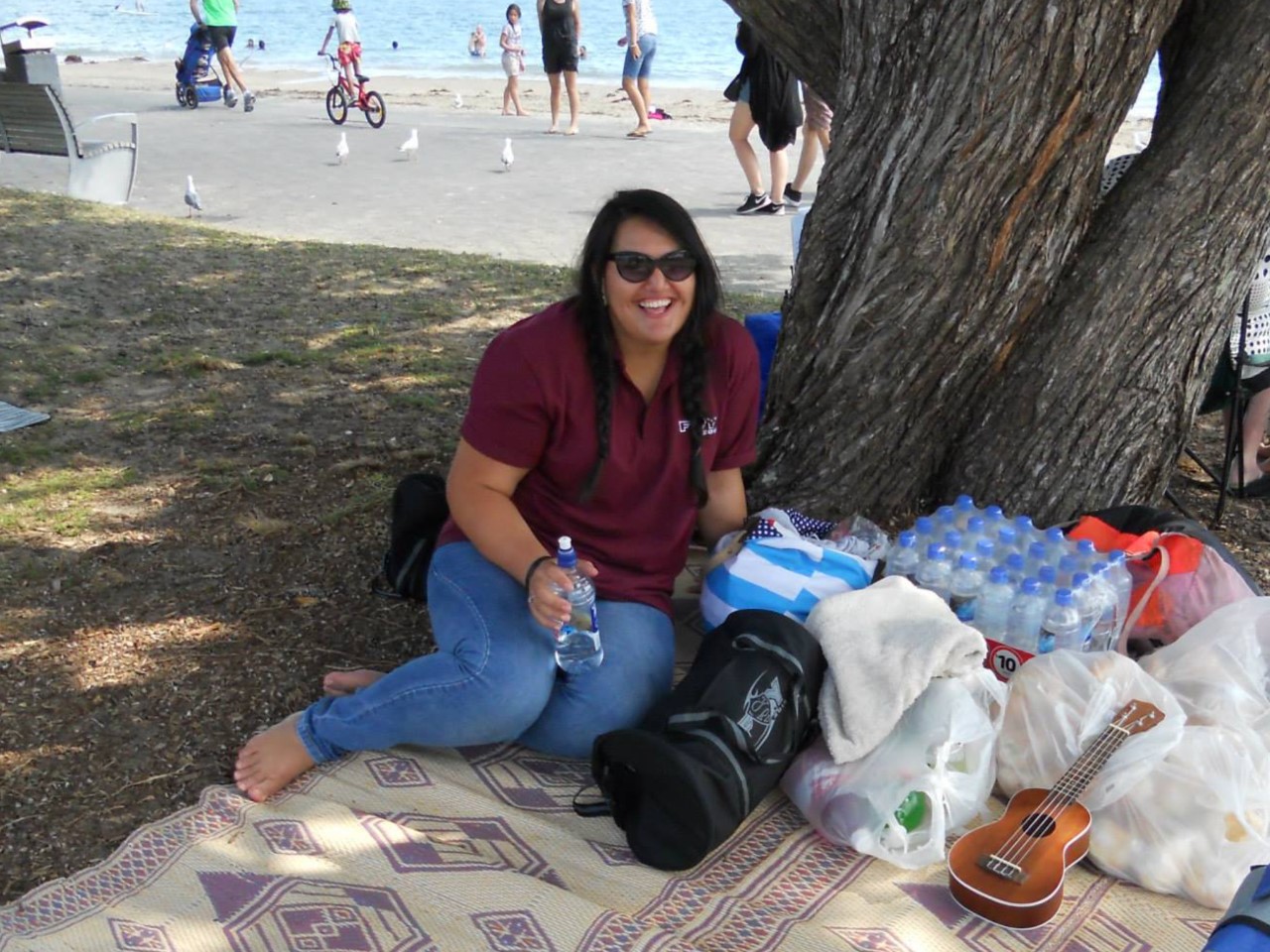 A woman by the beach