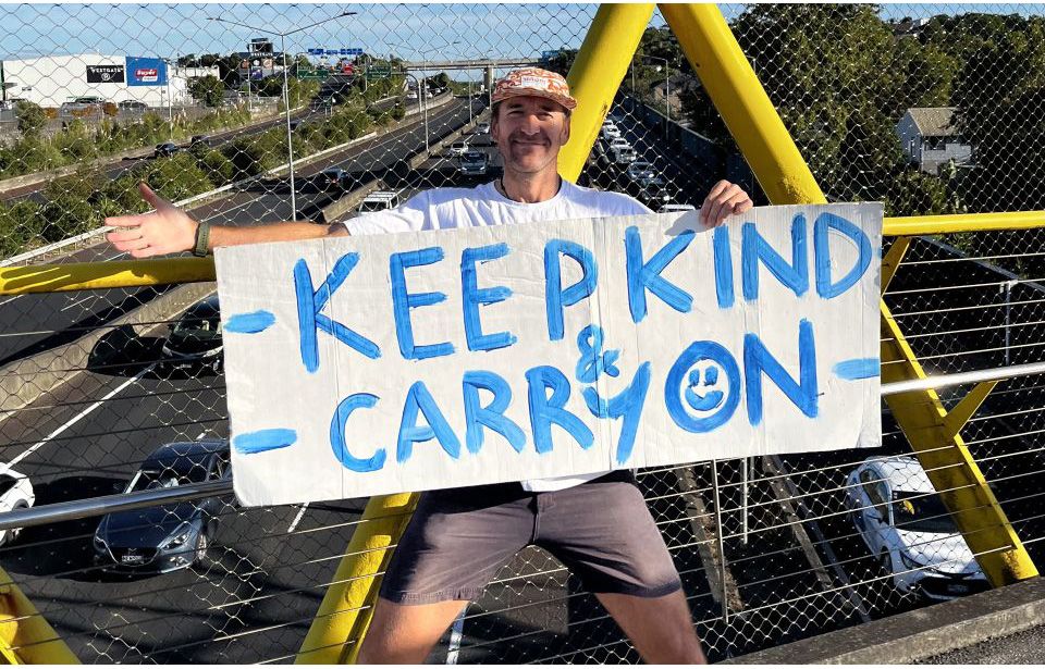 Positivity party on Auckland overpass