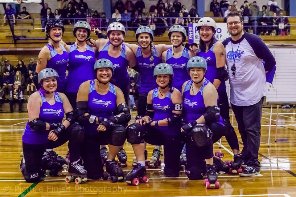 The Auckland Roller Derby League - the purple team