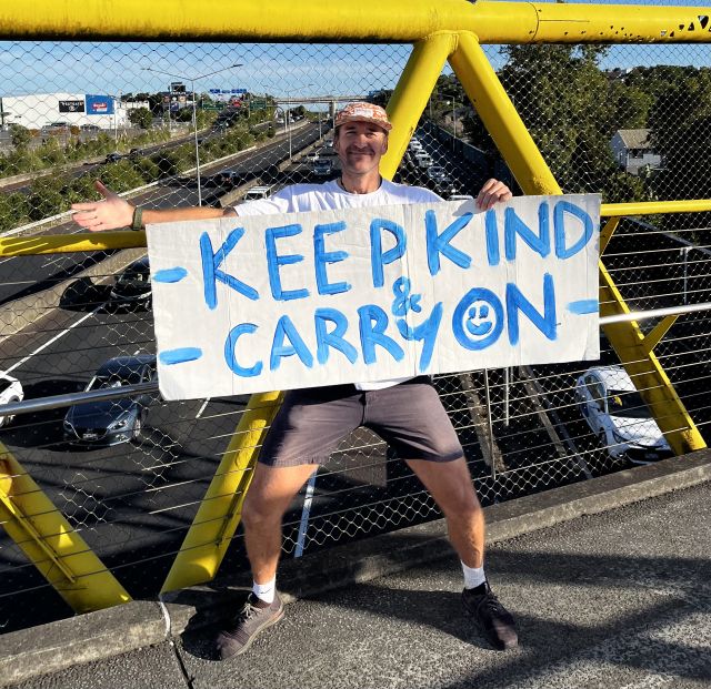 Positivity party on Auckland overpass